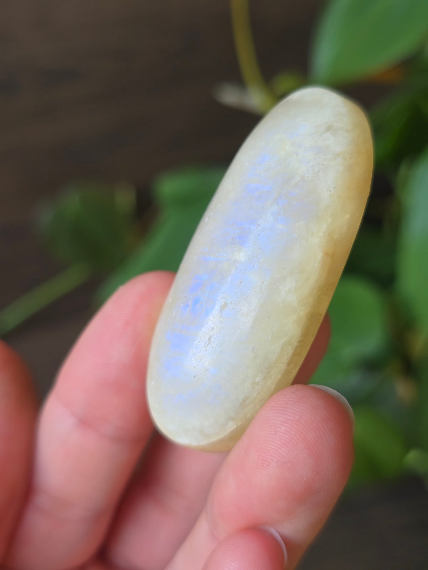Peach Moonstone Palm Stone