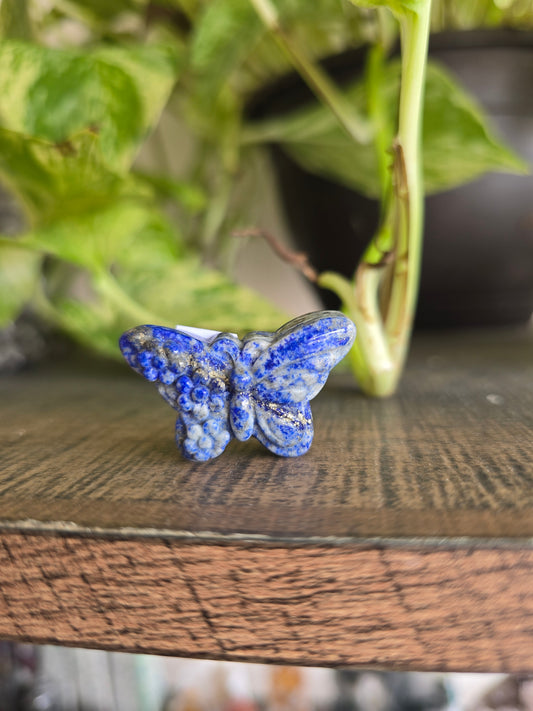 Lapis Lazuli Flower Butterfly Carving