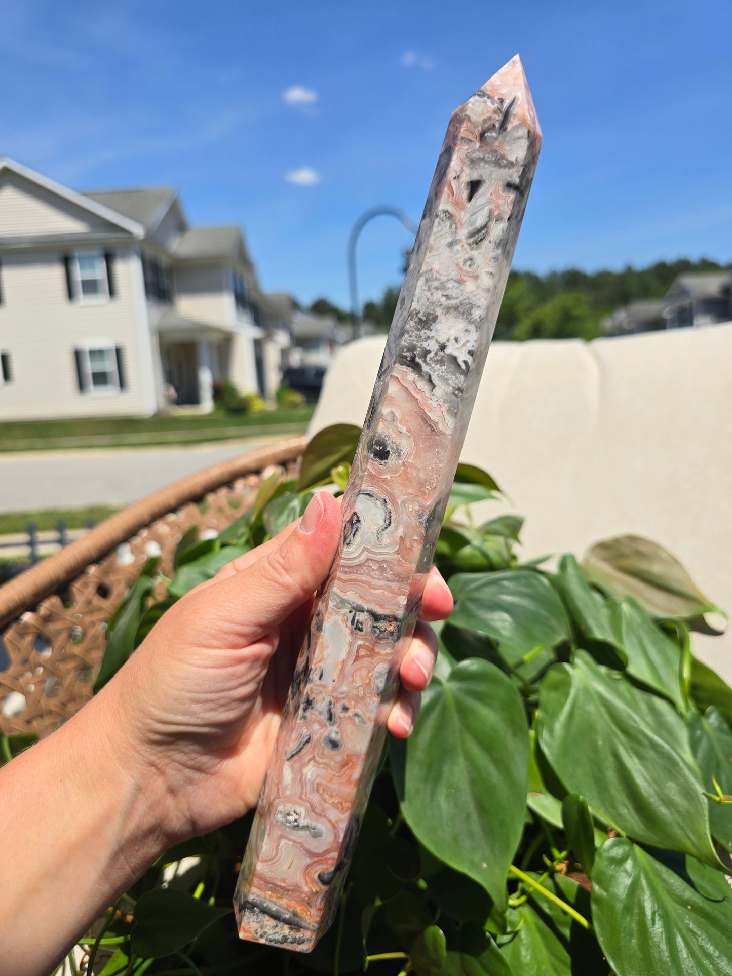 Pink Mexican Crazy Lace Agate Tower