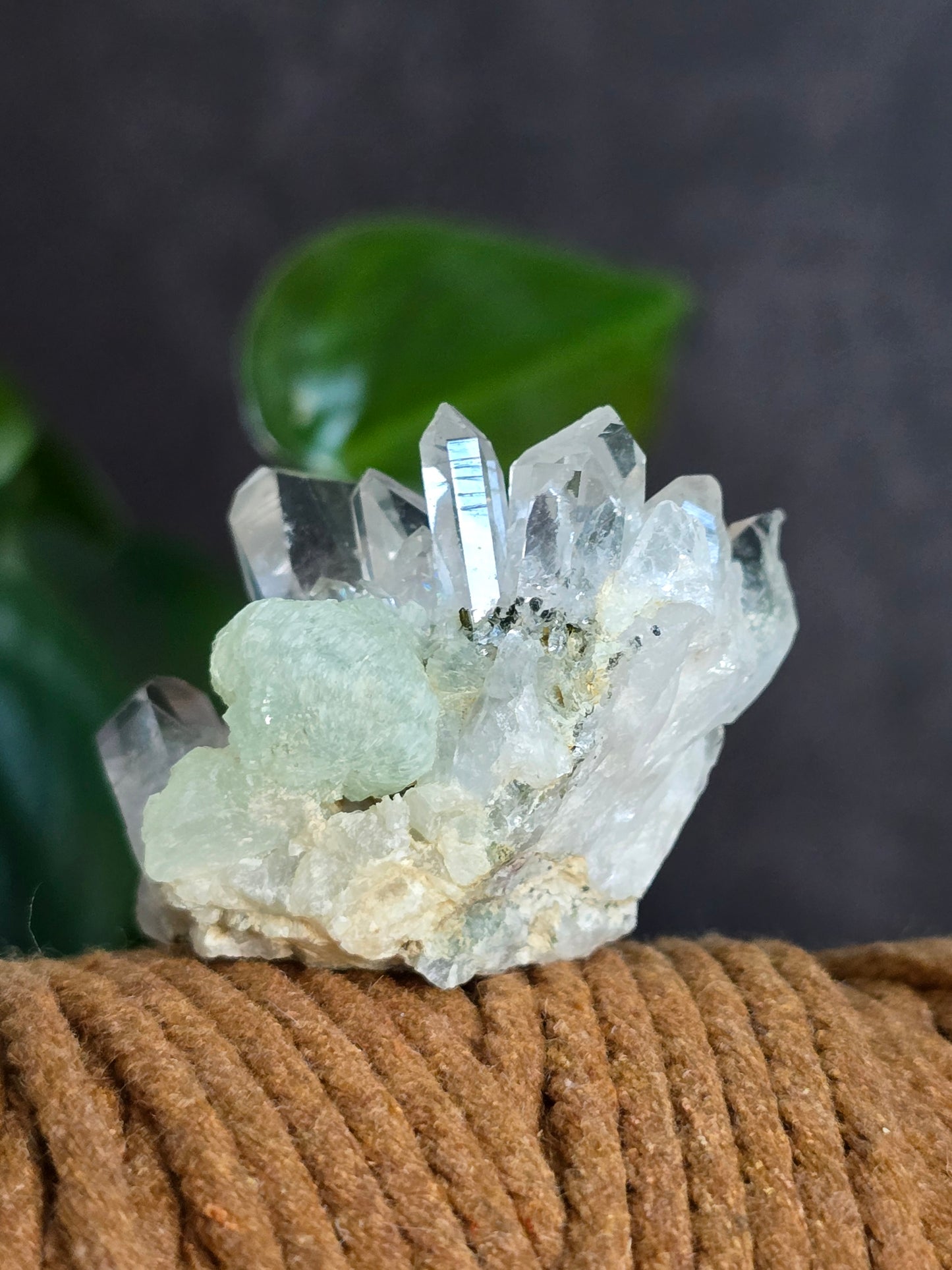 Prehnite and Epidote on Quartz Matrix