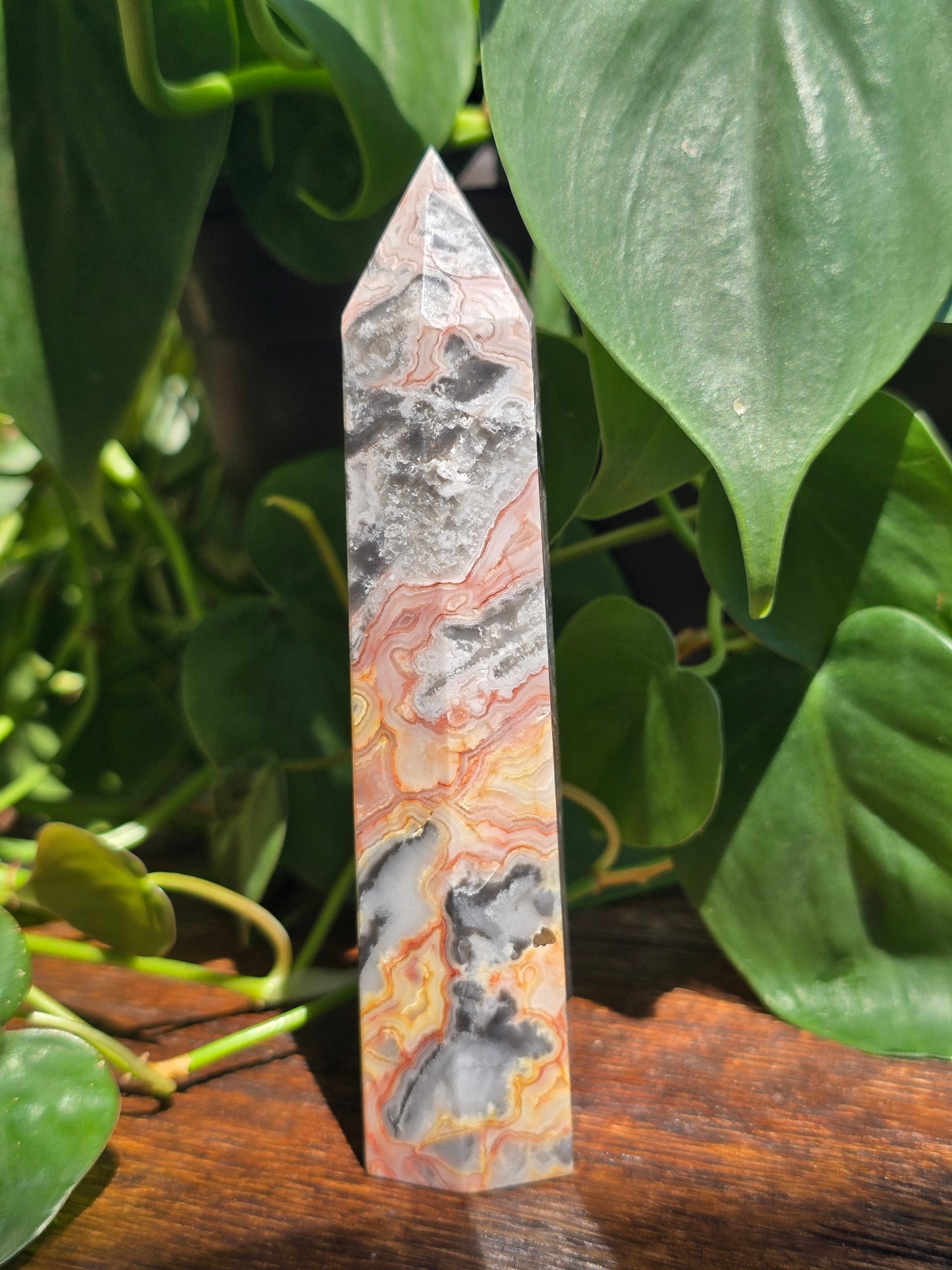 Pink Mexican Crazy Lace Agate Tower