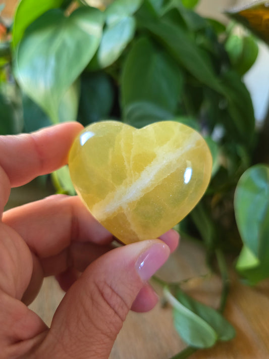 Lemon Calcite Heart