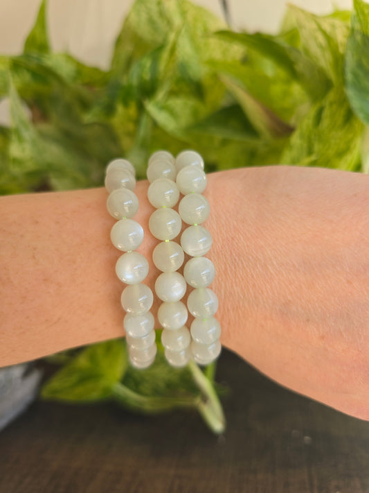 Green Moonstone Stretch Bracelet - High Quality