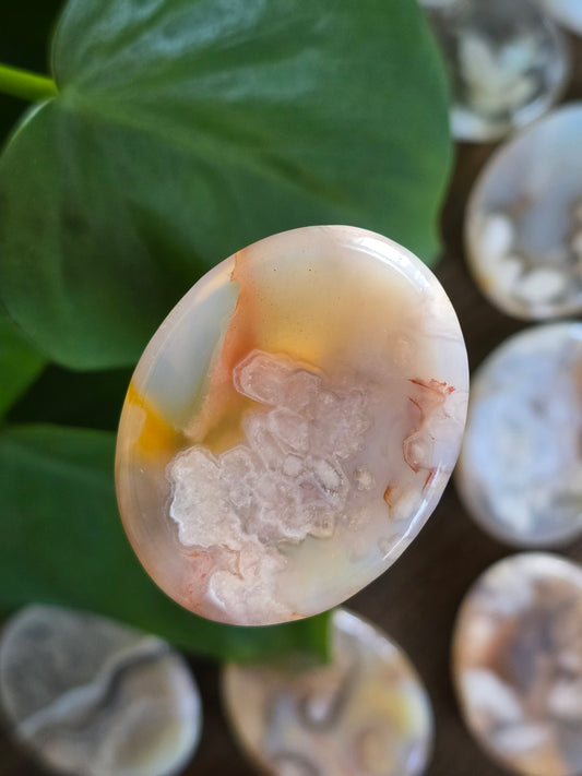 Flower Agate Worry Stone