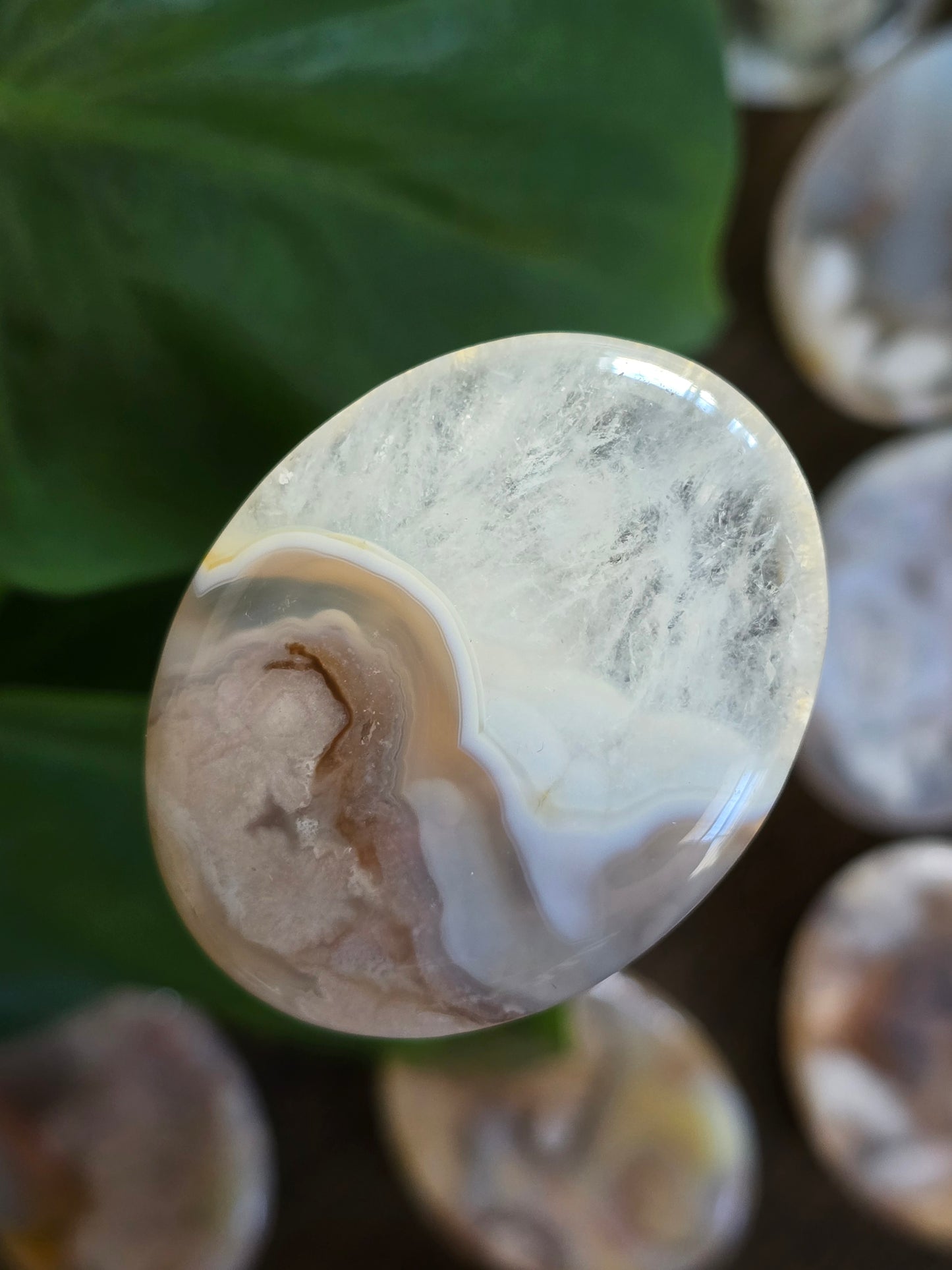 Flower Agate Worry Stone