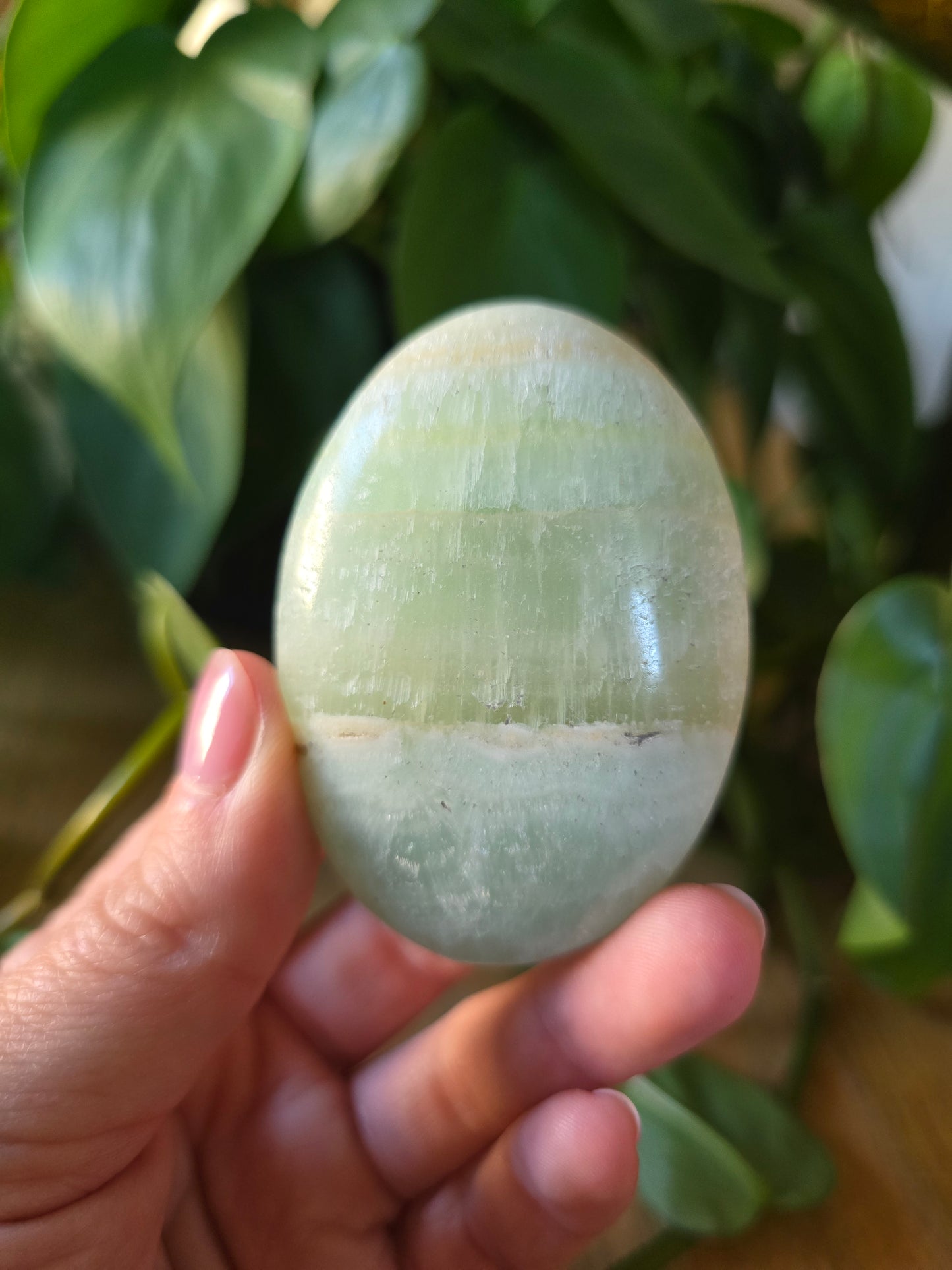 Pistachio Calcite Palm Stone