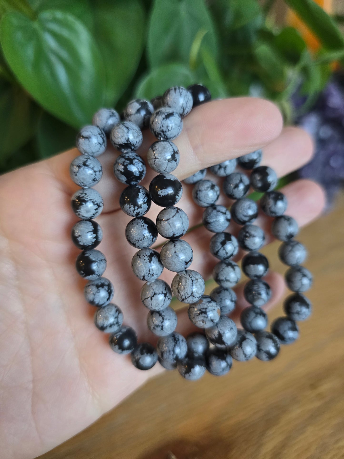 Snowflake Obsidian Stretch Bracelet