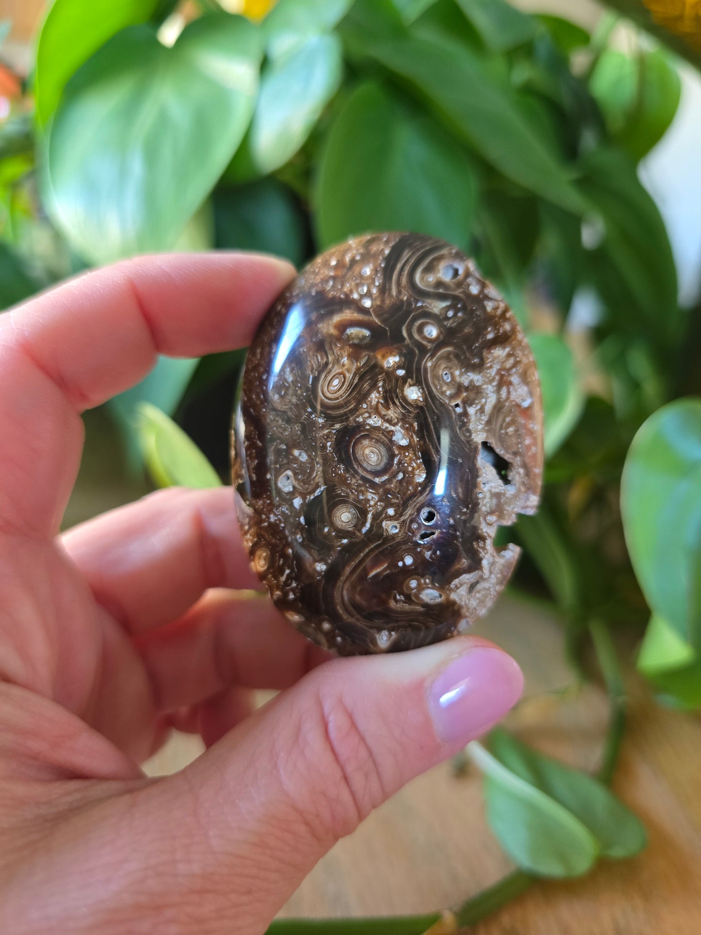 Chocolate Calcite Palm Stone