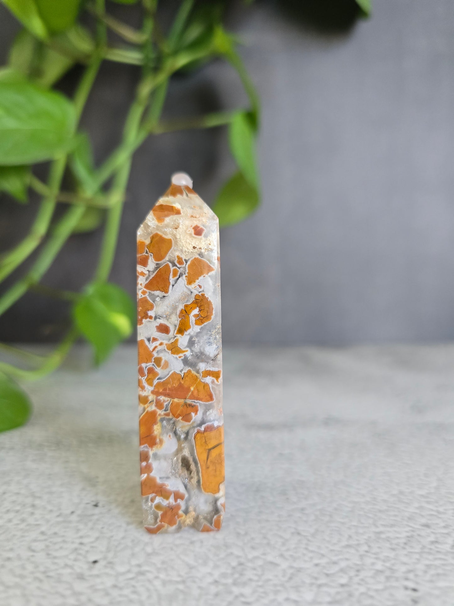 Pink Agate in Quartz Tower