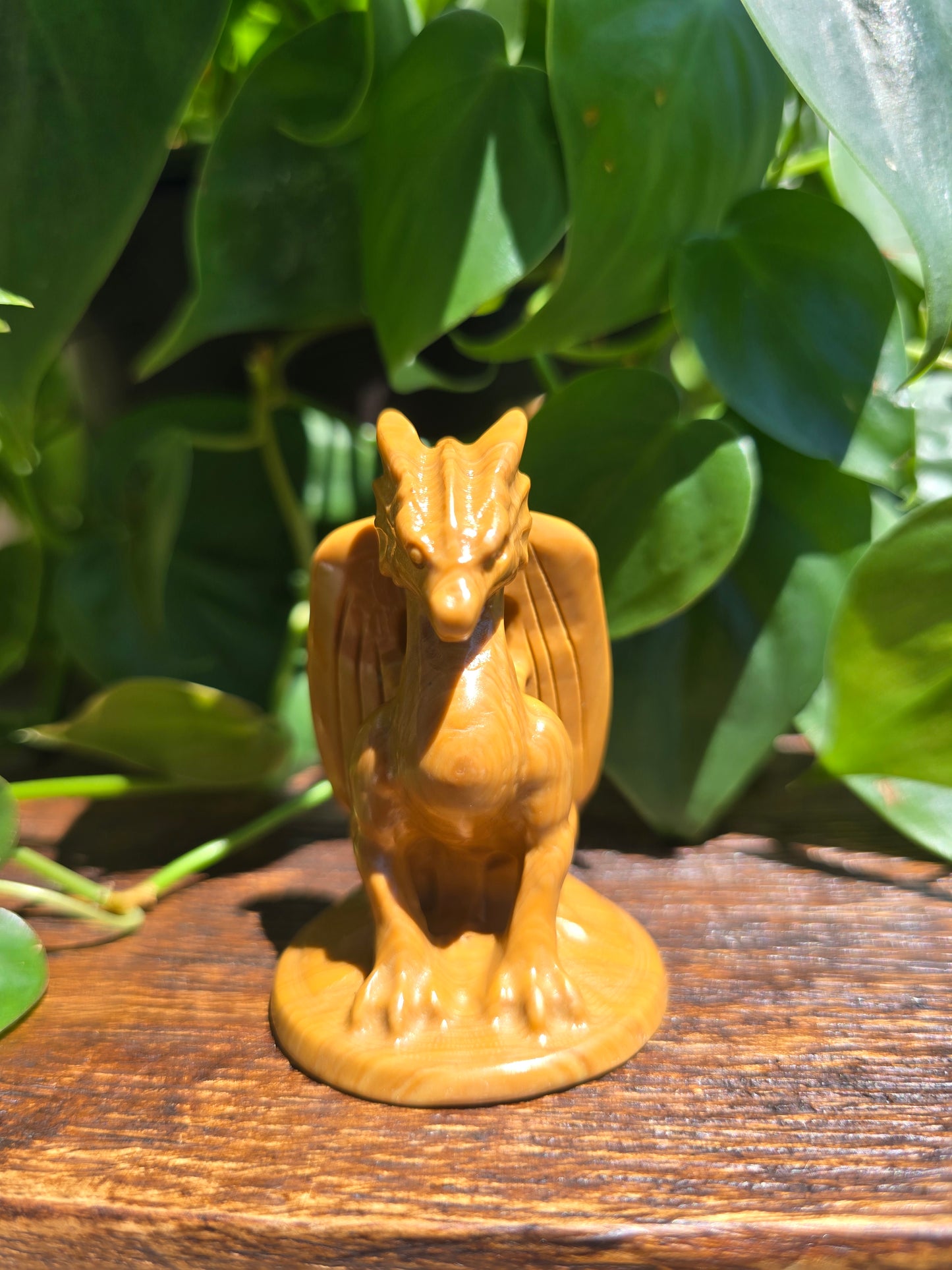 Yellow Jasper Crystal Dragon Carving