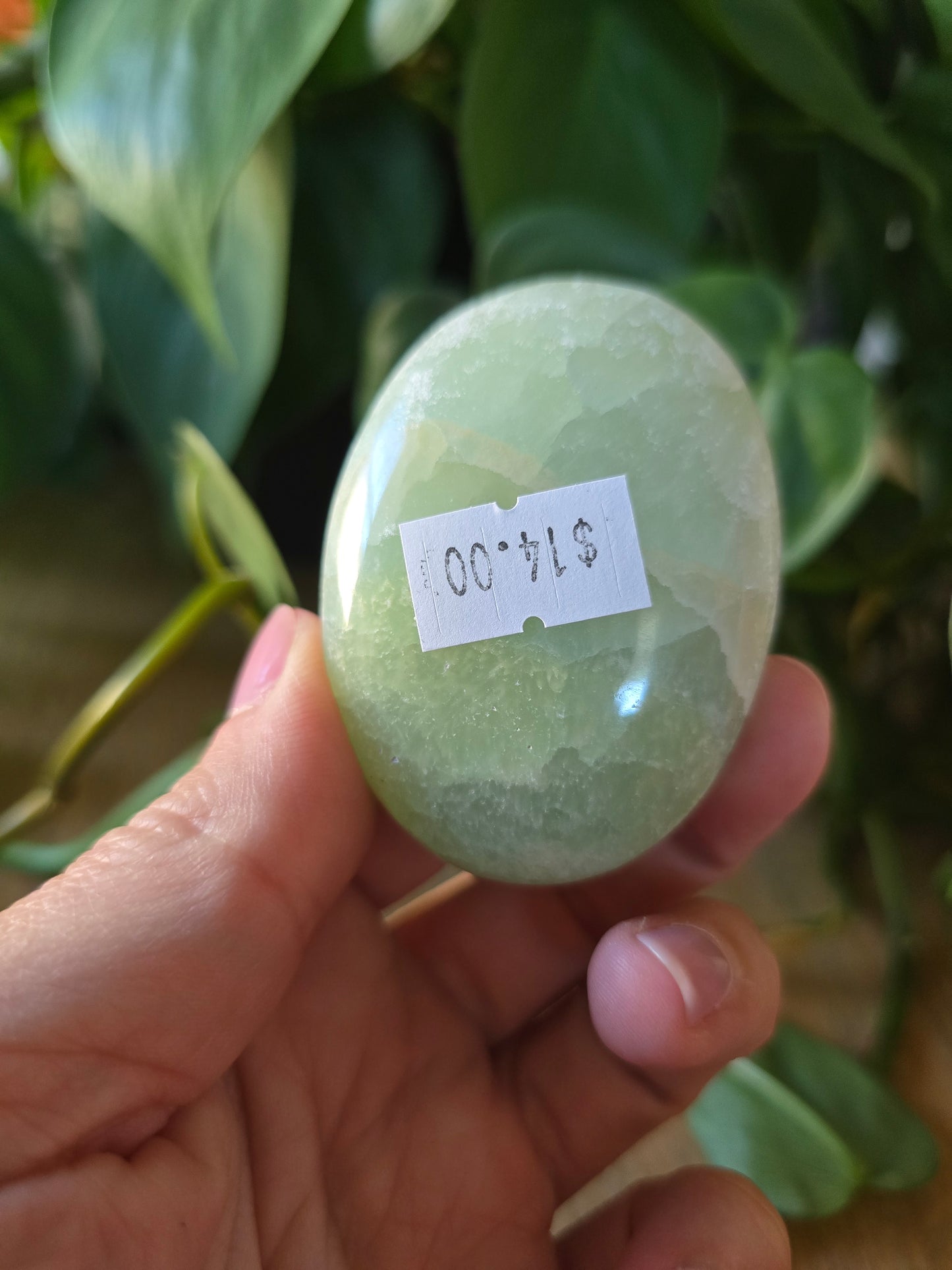 Pistachio Calcite Palm Stone