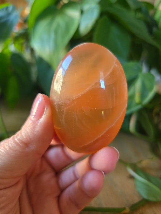 Honey Calcite Palm Stone