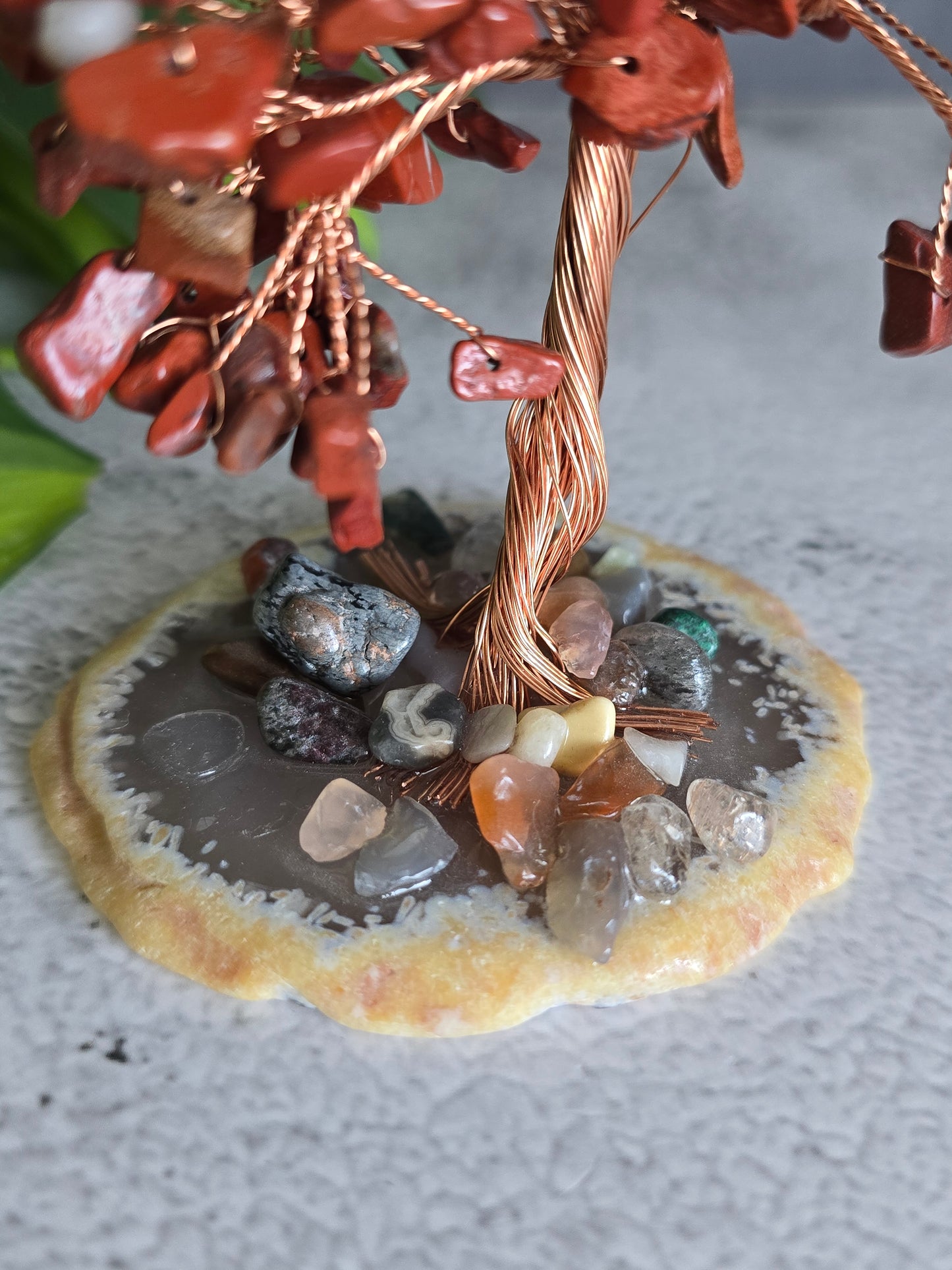 Red Jasper Chip Tree on Agate