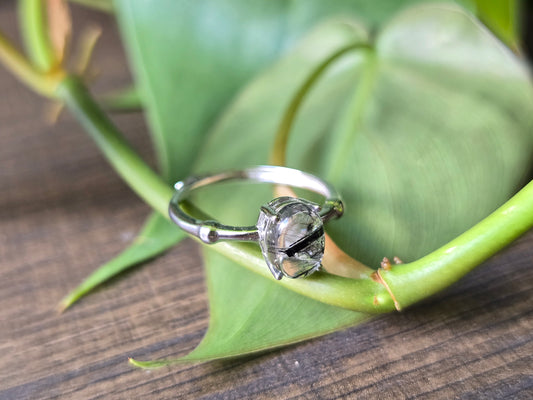 S925 Adjustable Tourmaline in Quartz Ring