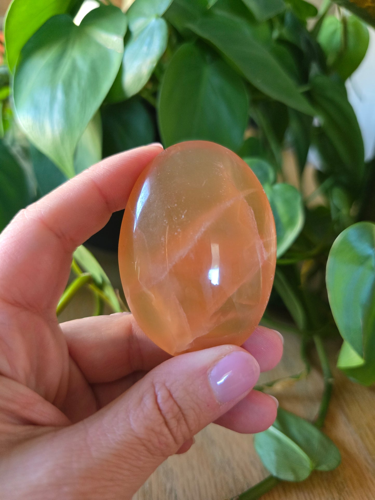 Honey Calcite Palm Stone