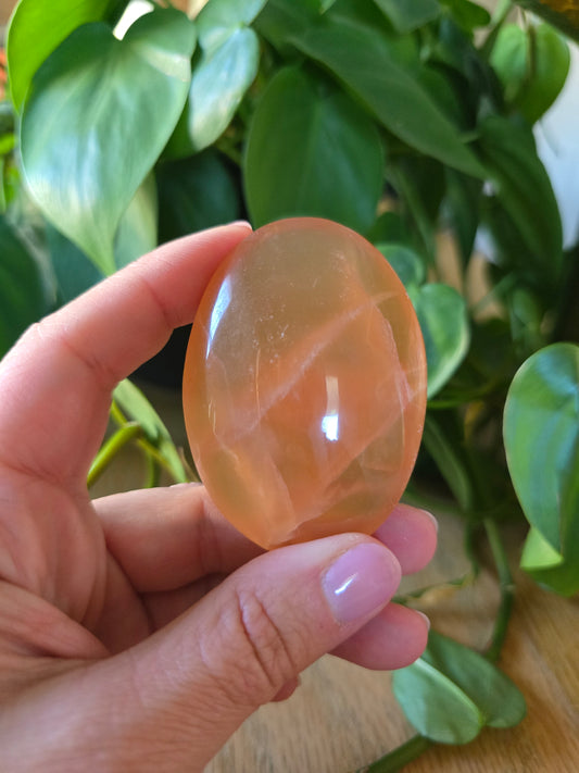 Honey Calcite Palm Stone