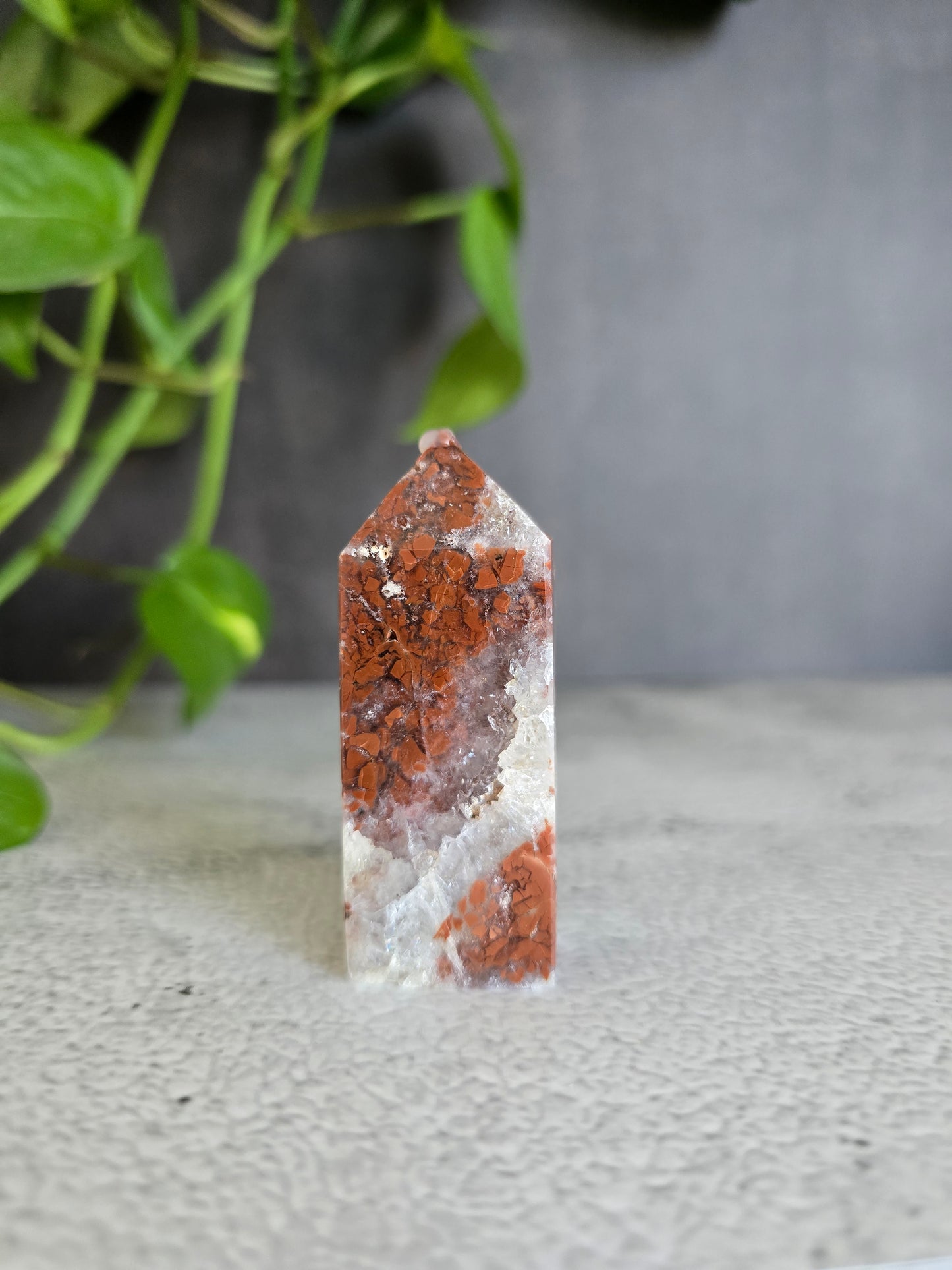 Pink Agate in Quartz Tower