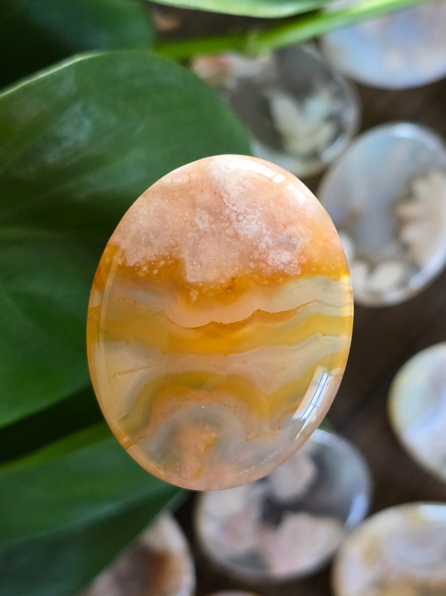 Flower Agate Worry Stone