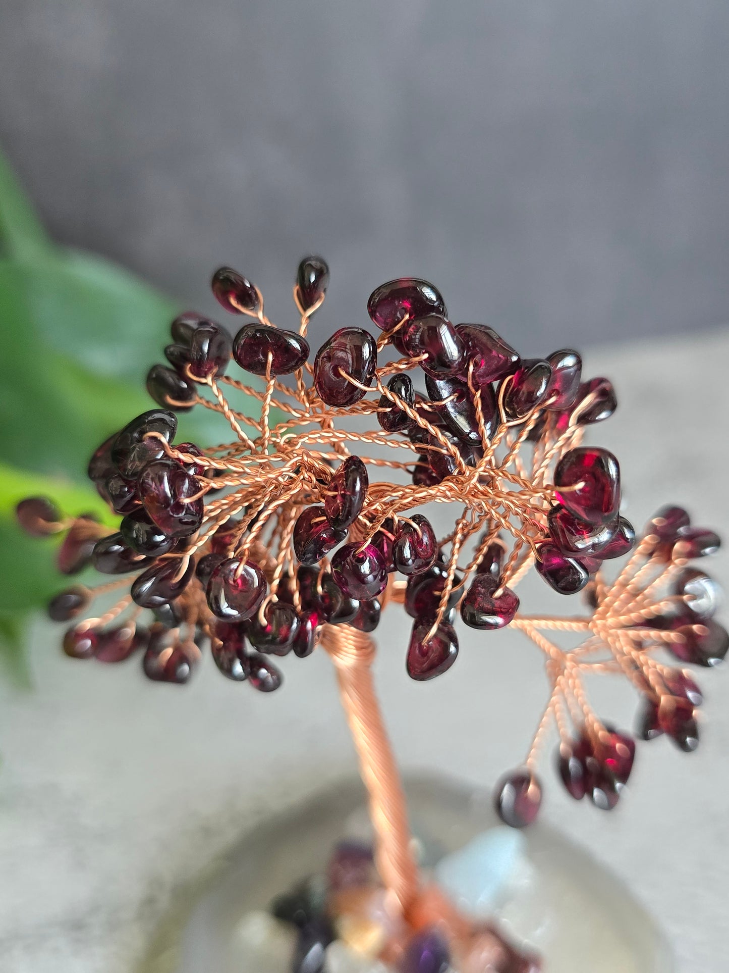 Garnet Chip Tree on Agate