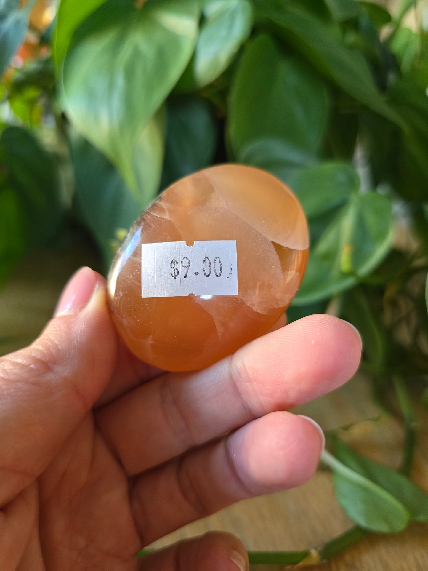 Honey Calcite Palm Stone
