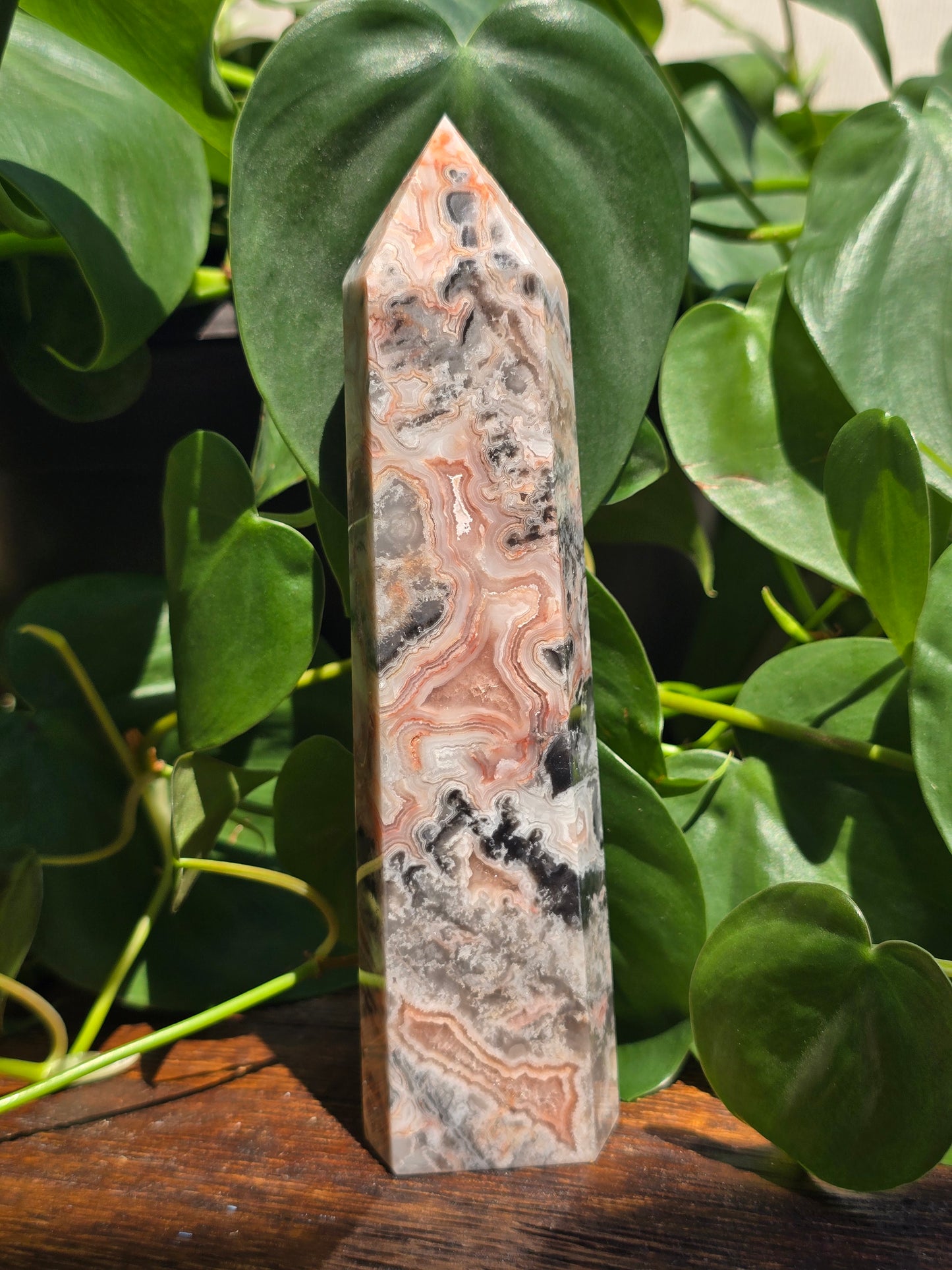 Pink Mexican Crazy Lace Agate Tower