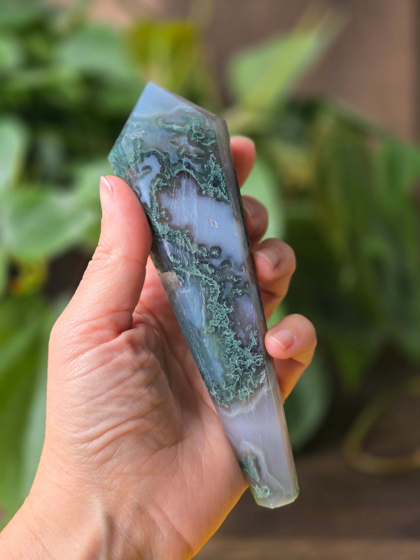 Moss Agate Wand