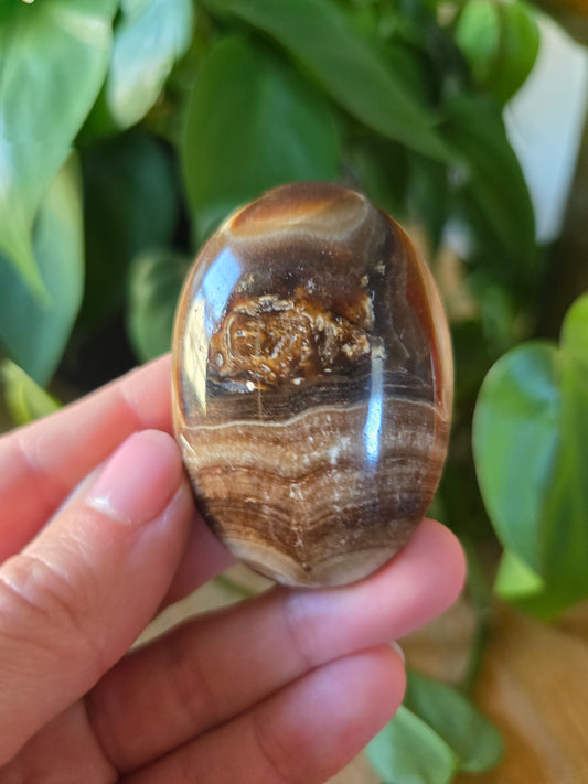 Chocolate Calcite Palm Stone