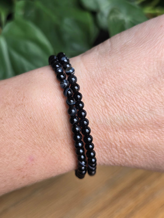 Black Agate Stretch Bracelet