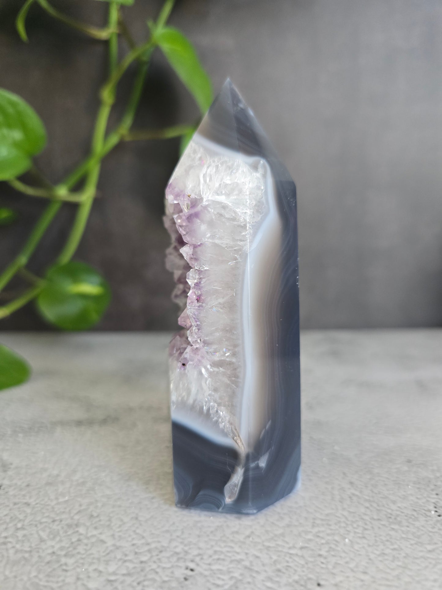 Amethyst in Agate Tower With Goethite