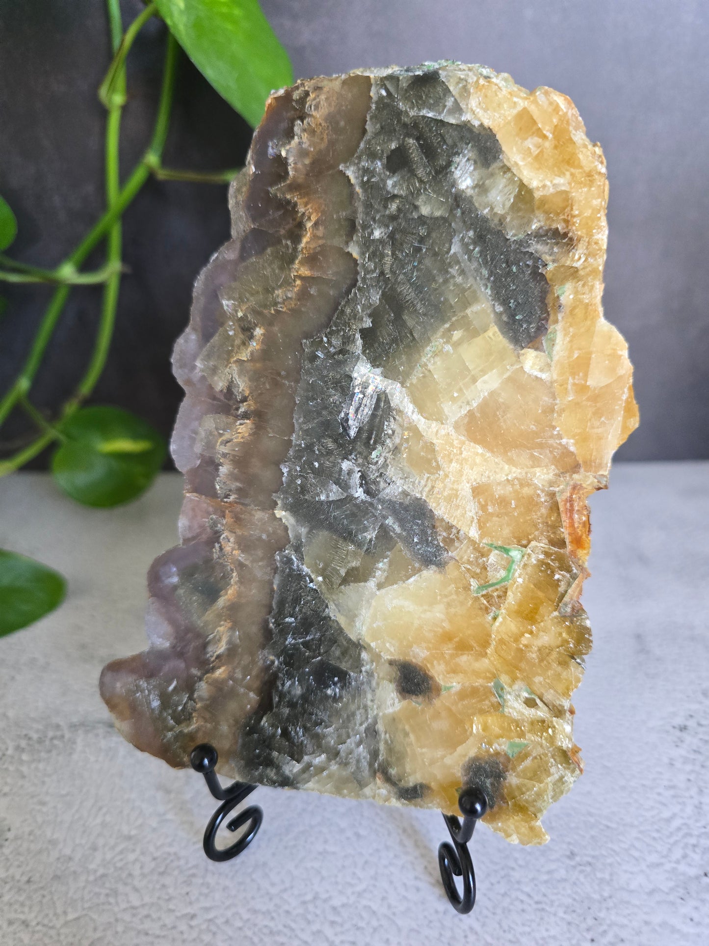 Yellow and Purple Fluorite Slab