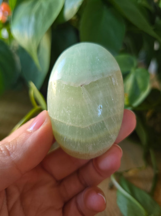 Pistachio Calcite Palm Stone