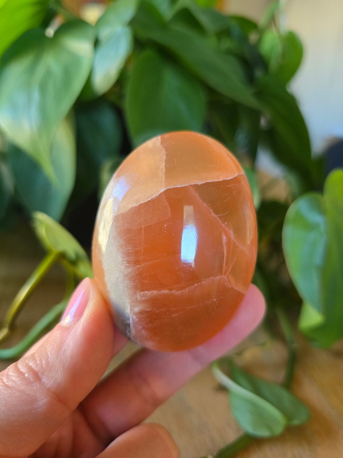 Honey Calcite Palm Stone