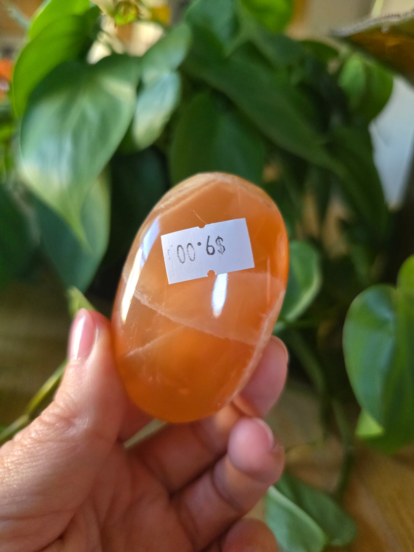 Honey Calcite Palm Stone