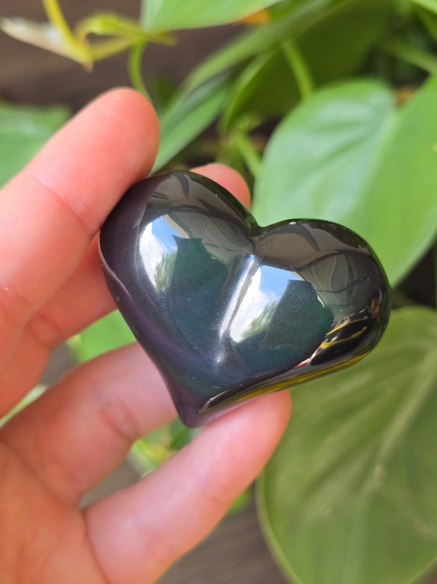 Rainbow Obsidian Heart
