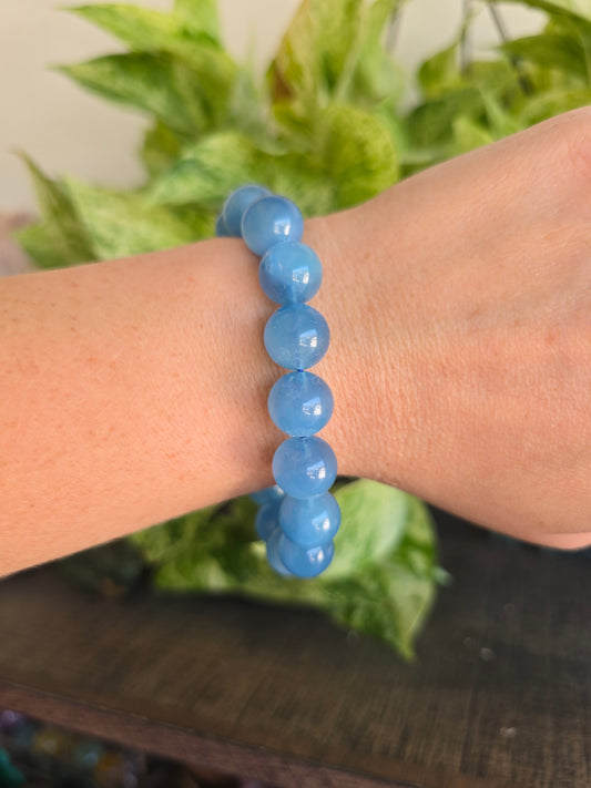 High Quality Aquamarine Chunky Stretch Bracelet