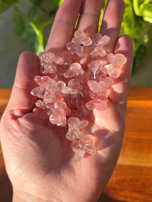 Strawberry Quartz Tiny Bow Carving