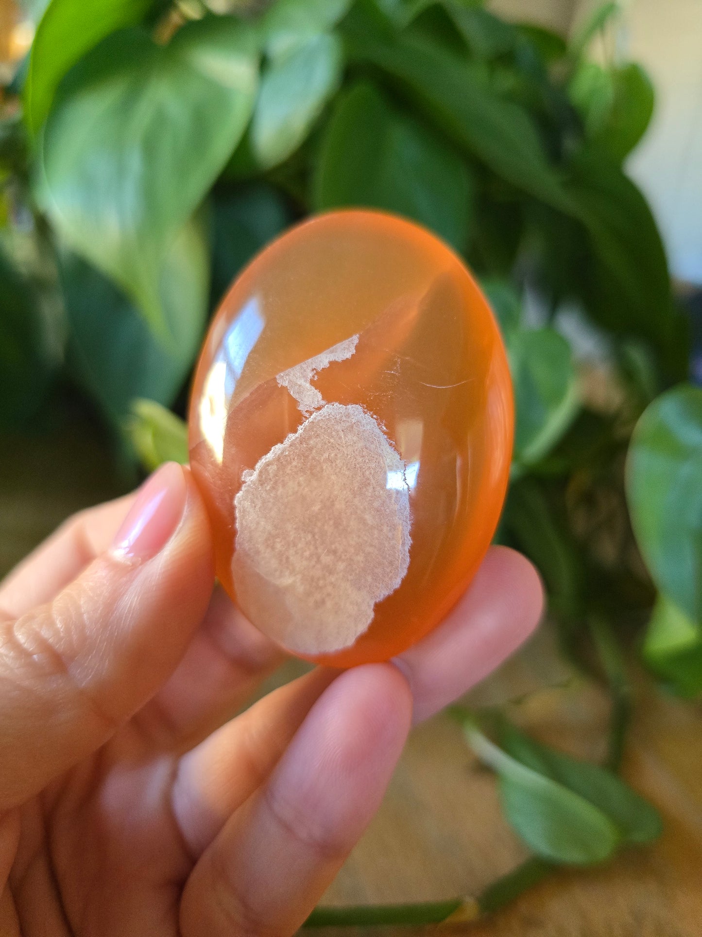 Honey Calcite Palm Stone
