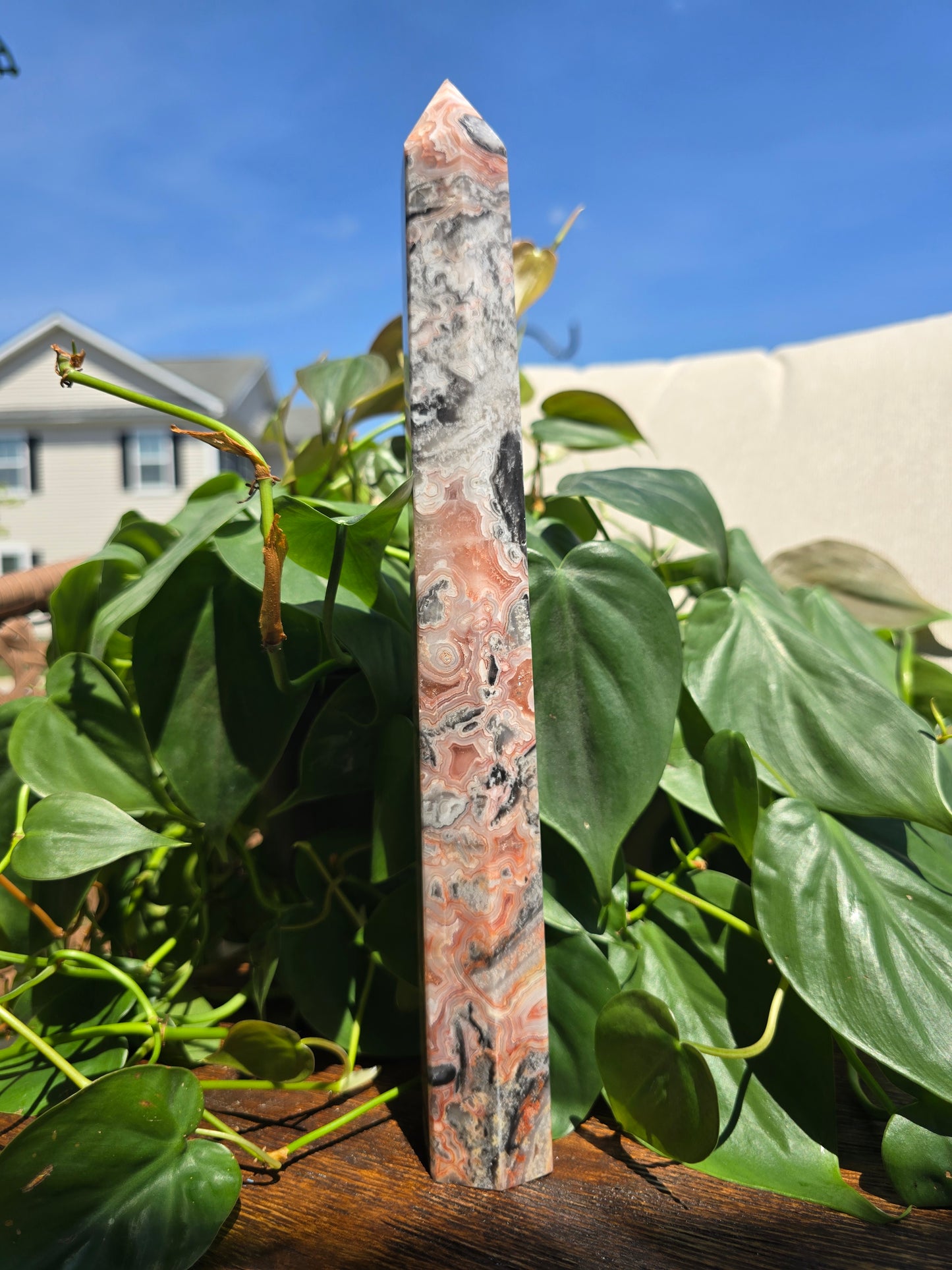 Pink Mexican Crazy Lace Agate Tower