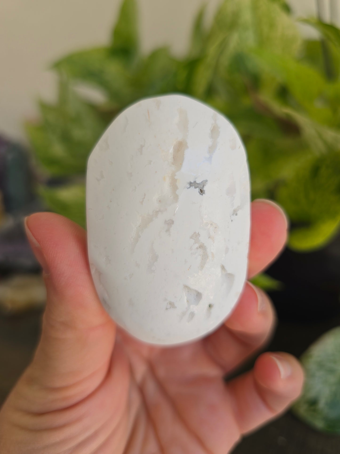 White Agate Palm Stone