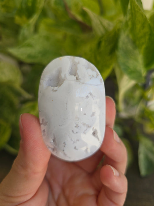 White Agate Palm Stone