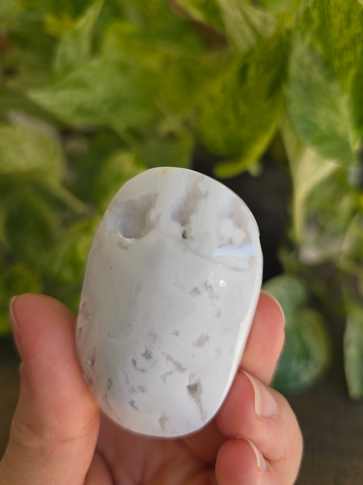 White Agate Palm Stone