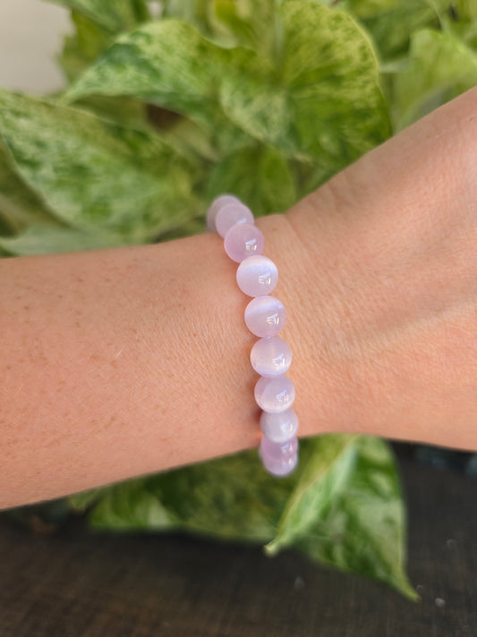 Lavender (Dyed) Satin Spar Stretch Bracelet
