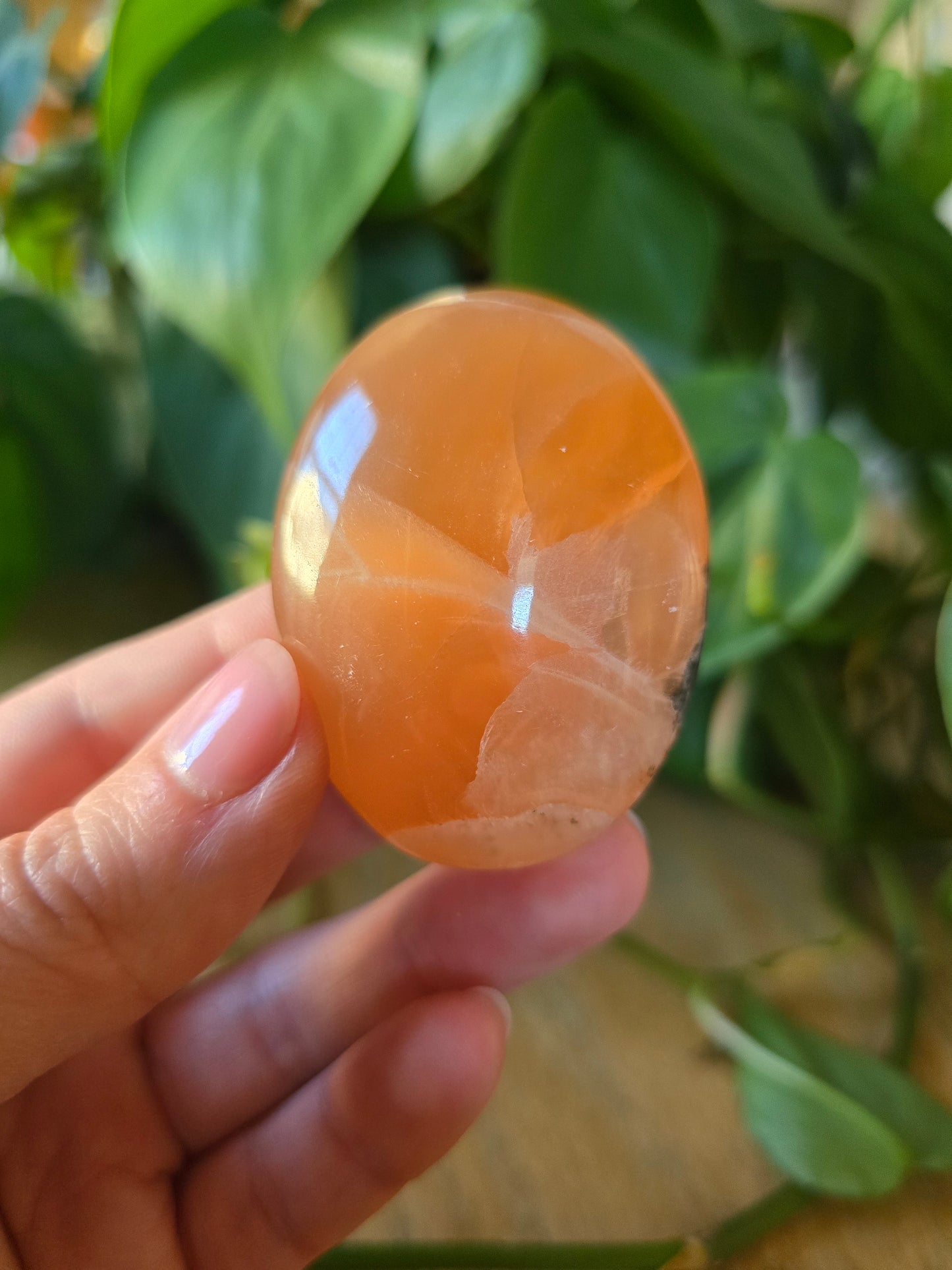 Honey Calcite Palm Stone
