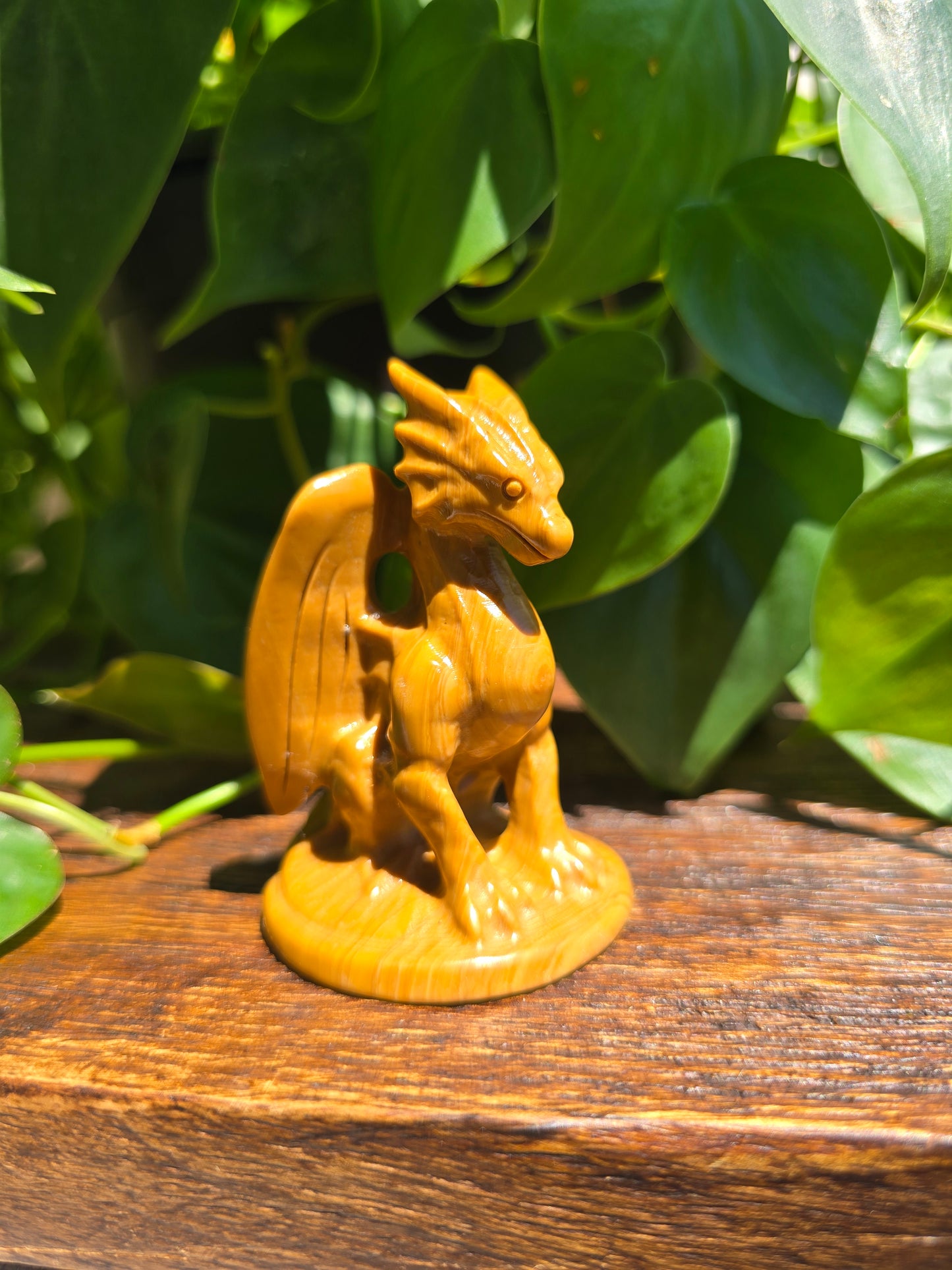 Yellow Jasper Crystal Dragon Carving