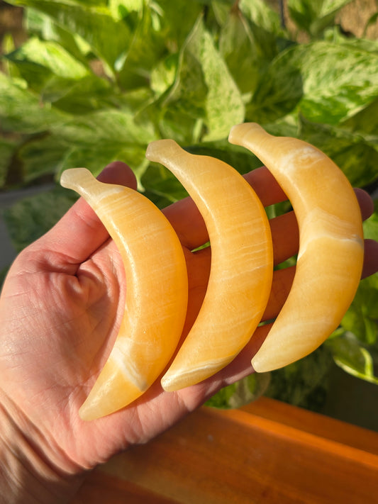 Orange Calcite Banana Carving