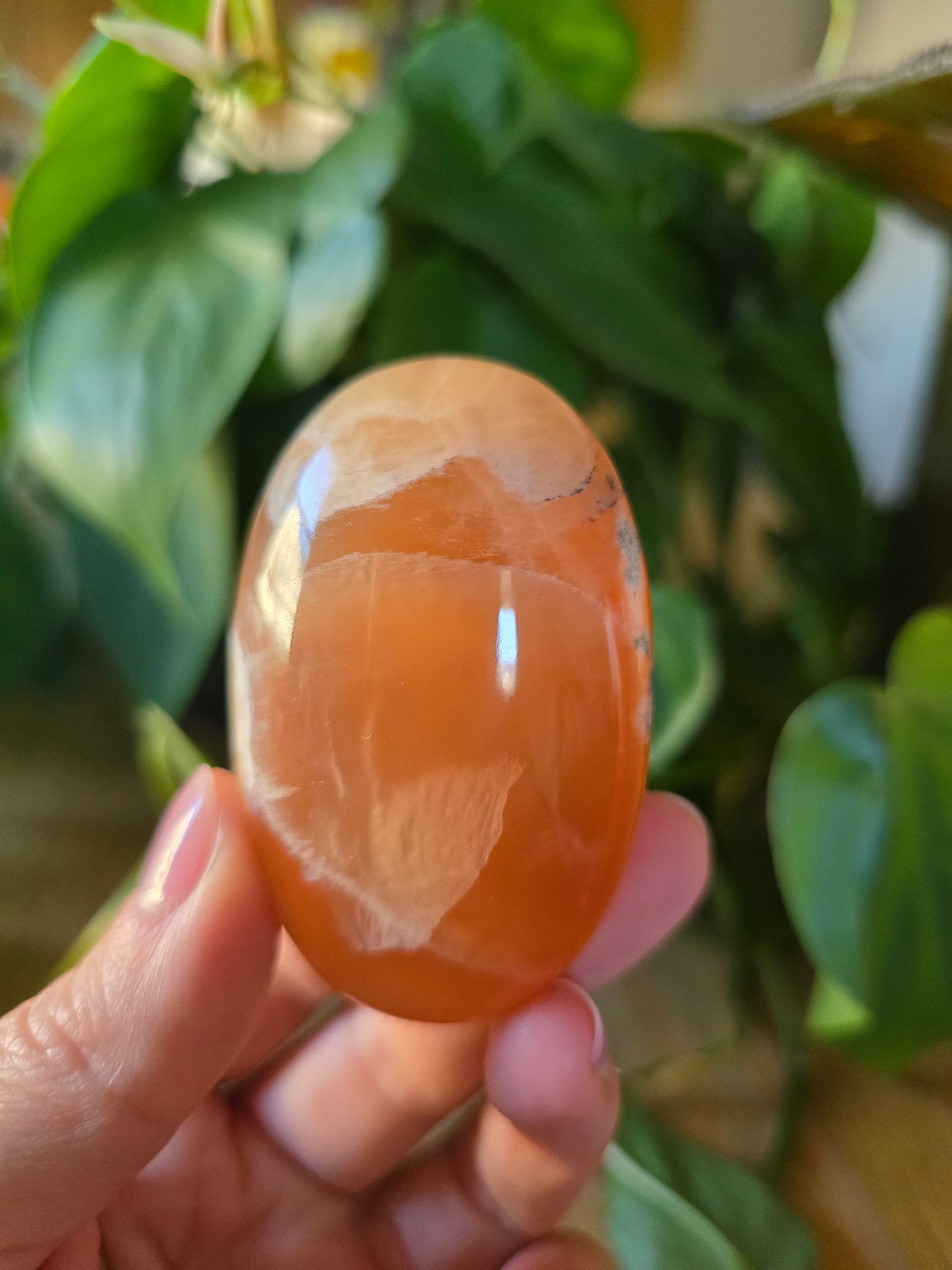 Honey Calcite Palm Stone