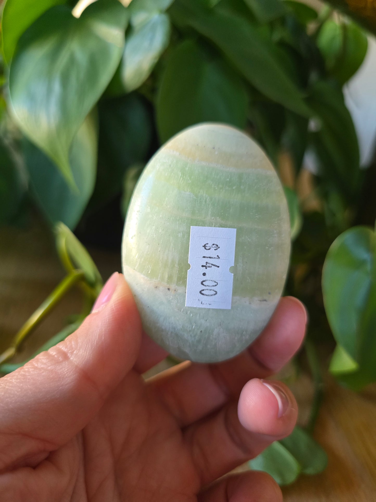 Pistachio Calcite Palm Stone