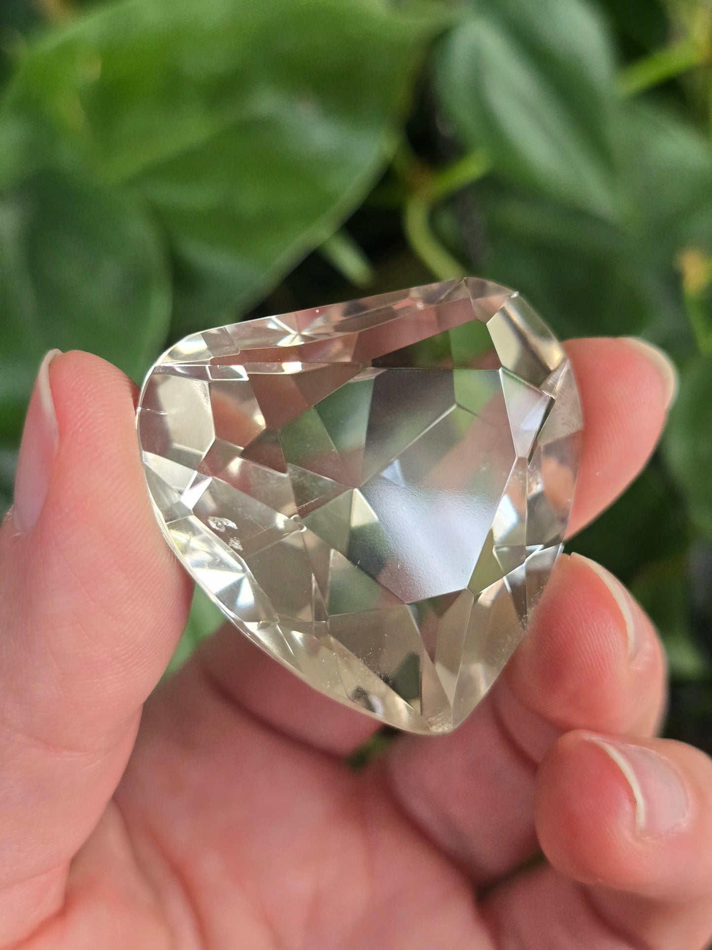 Pale Citrine Heart Faceted Quartz