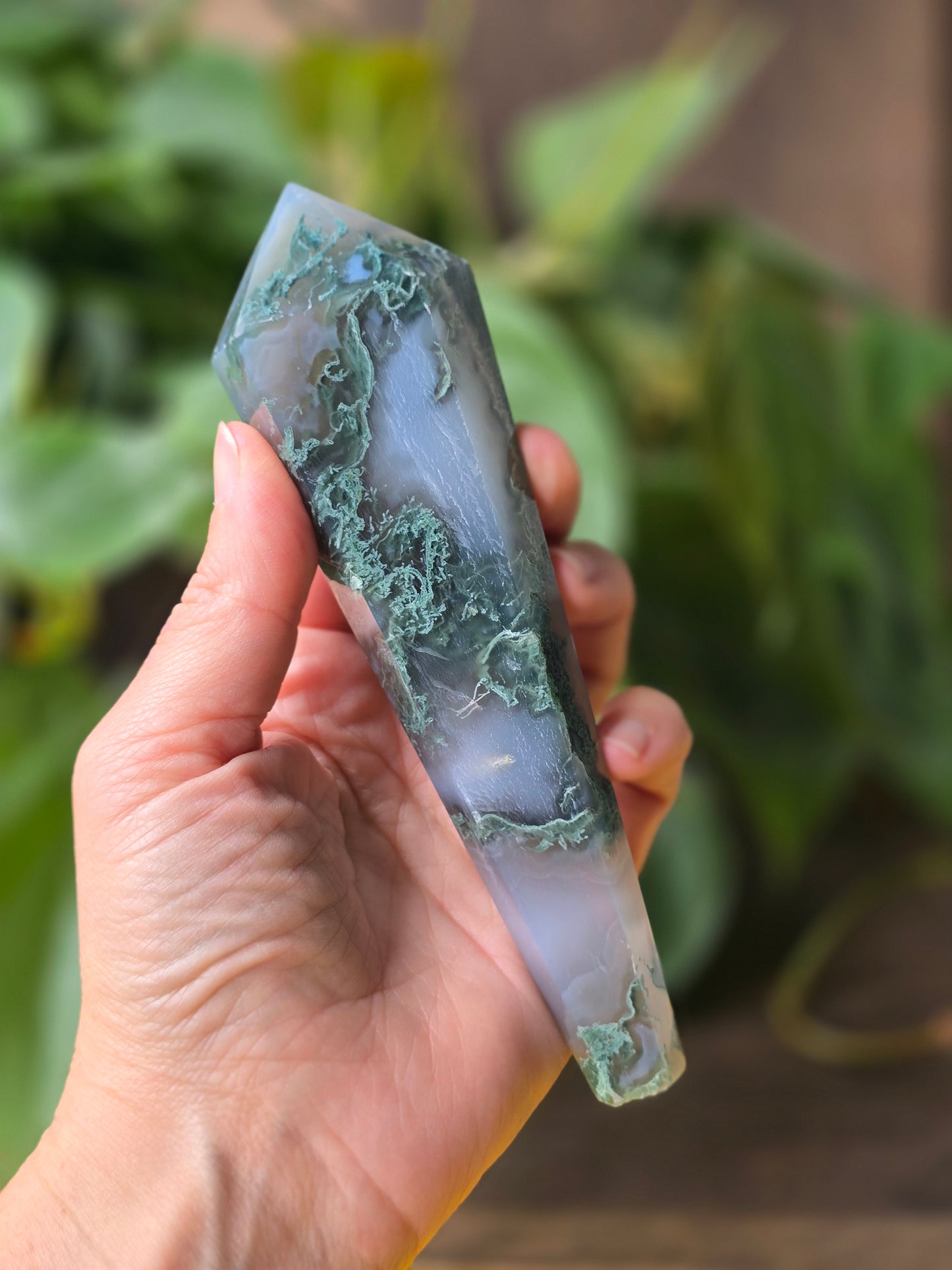 Moss Agate Wand