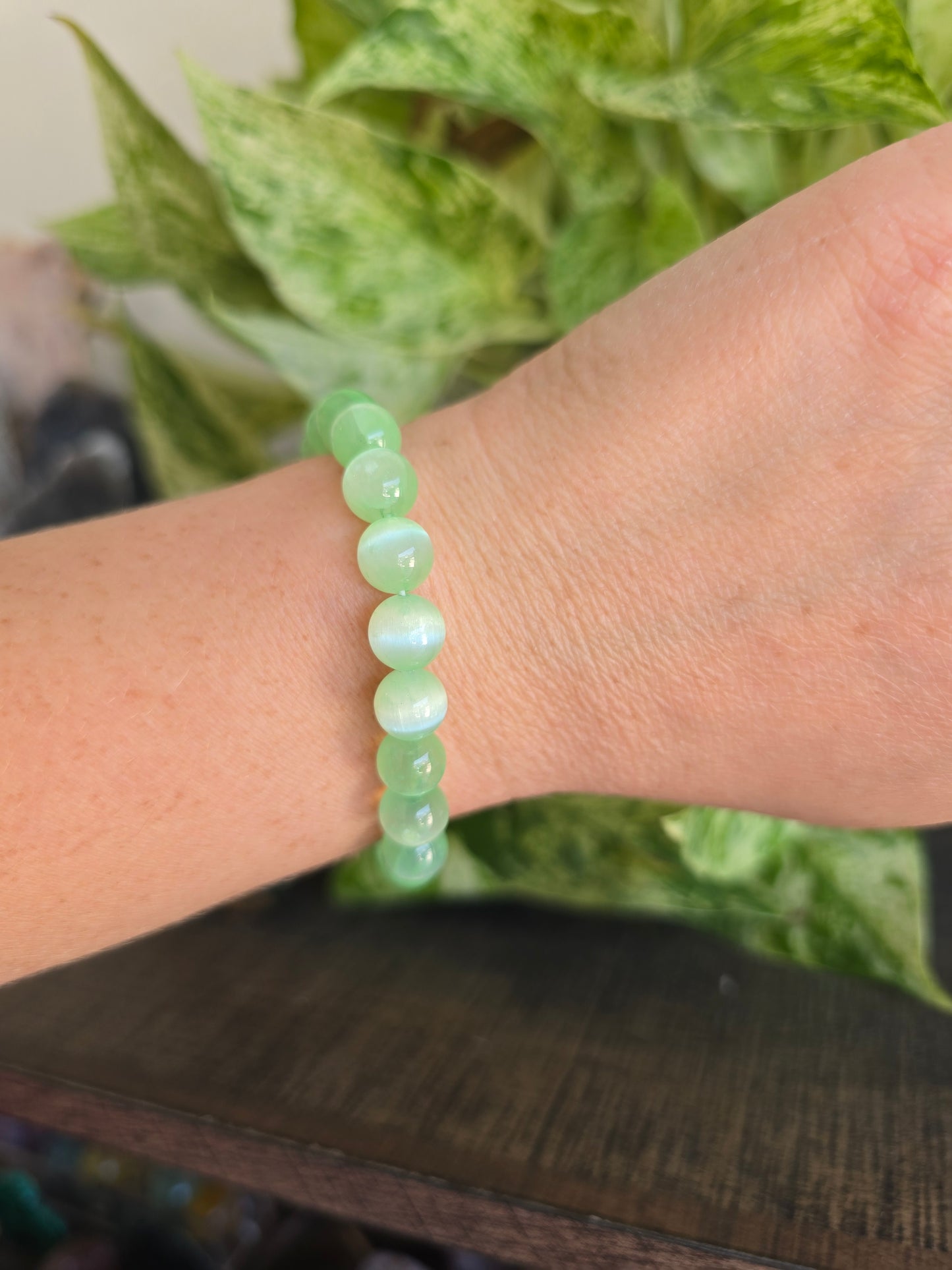 Green (Dyed) Satin Spar Stretch Bracelet